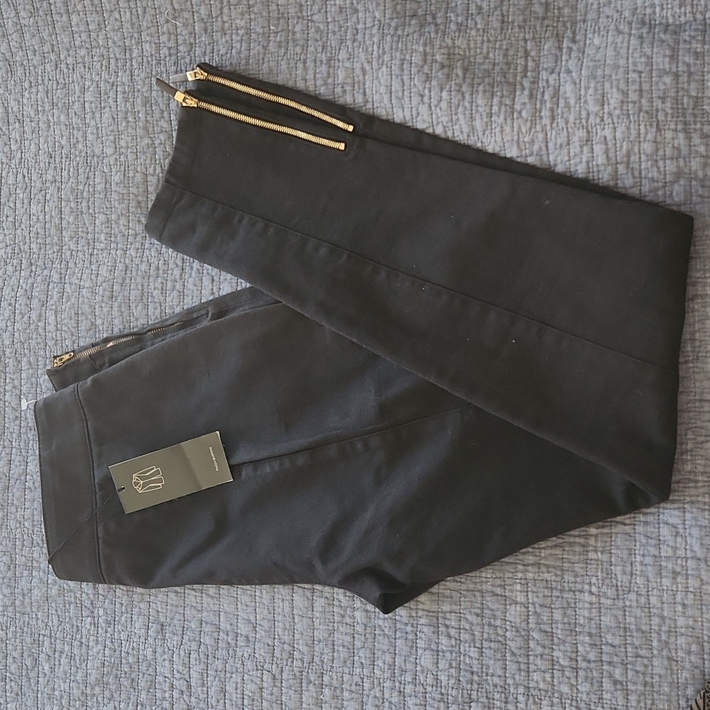 ✨️NWT Piazza Simpone Black Skinny Denim Jeans Zipper Ankle Detail  Sz 46/ US 10